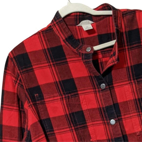 Duluth Trading Co Flapjack cotton flannel shirt jacket shacket buffalo check XL - Picture 10 of 12